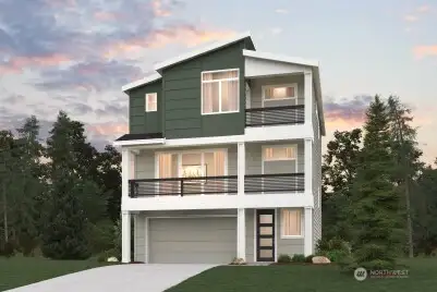 Rainier 2742 Elevation A Rendering-Depictions of homes or other features are artist conceptions. Hardscape, landscape, and other items shown may be decoration and not included in the purchase price and availability may vary, not promised. Views may also be altered by subsequent construction, tree growth, and landscaping
