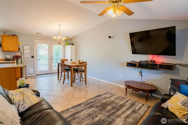 Living room and dining area from front door