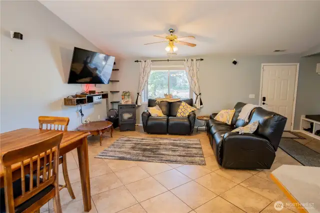 Dining area and living room