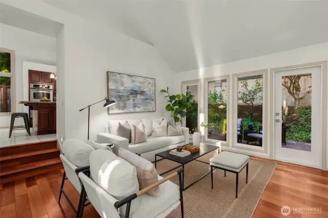 Living room off of the kitchen.