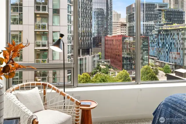 The cityscape offers a stunning backdrop.