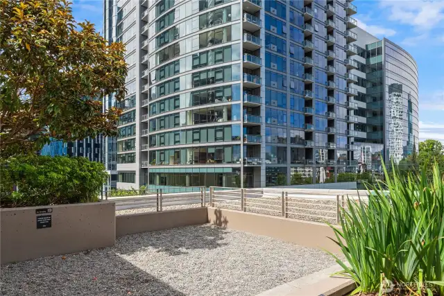 Taking care of your pets is a breeze in this pet relief area on the roof.