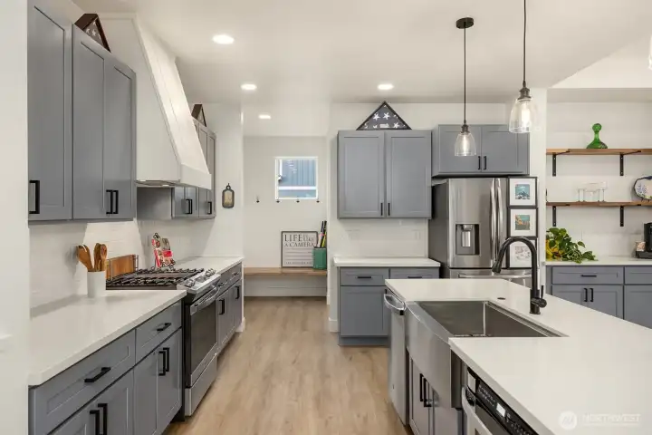 Looking towards mudroom area and garage entrance. Pantry and laundry to right.