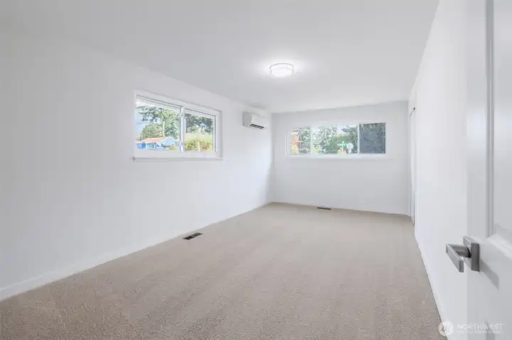 Massive Bedroom with new carpet, Paint, and its own ductless mini split