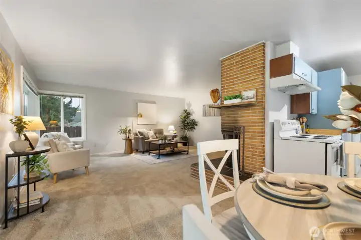 Living space nice and open flowing from the dining area