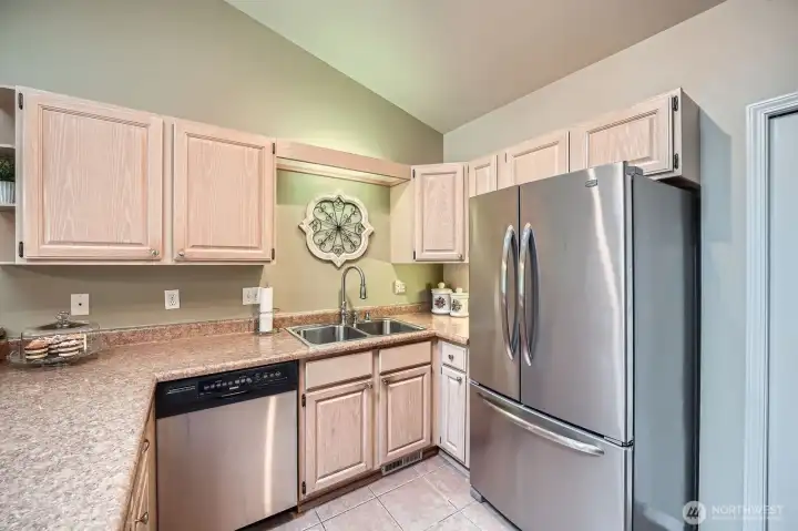 Vaulted ceiling makes for larger feel