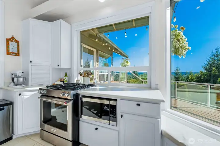 Gas range with downdraft fan