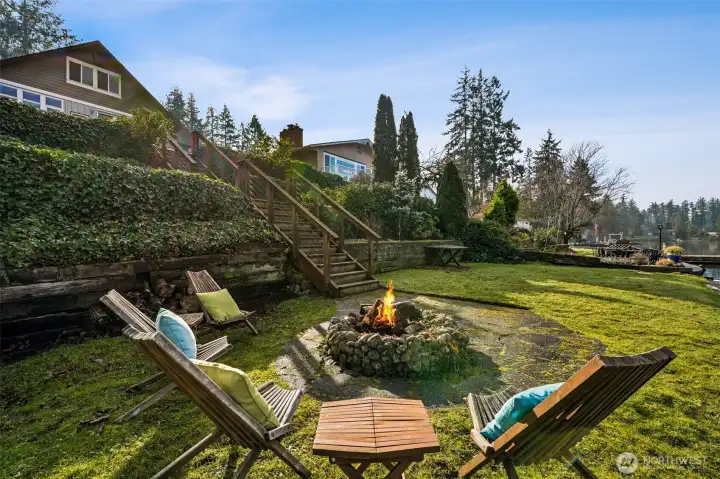 Enjoy bonfires by the lake all summer long.