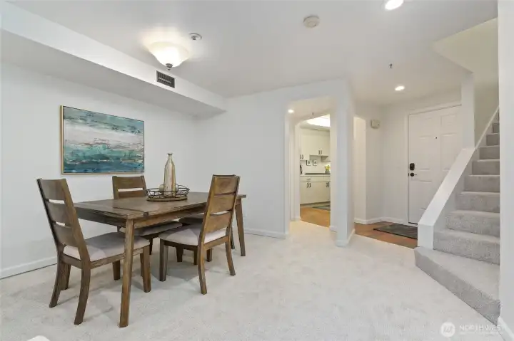 Seamless flow between dining area and kitchen