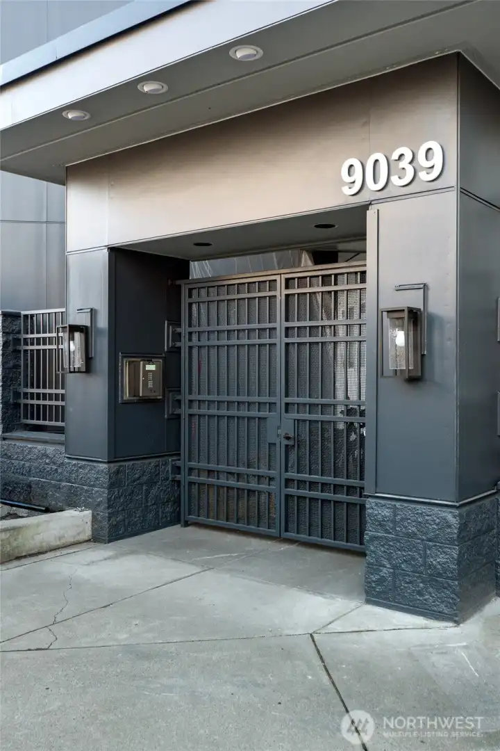 Front entrance with secured gate