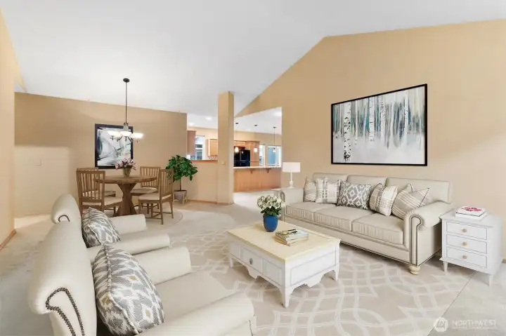 Great room virtually staged