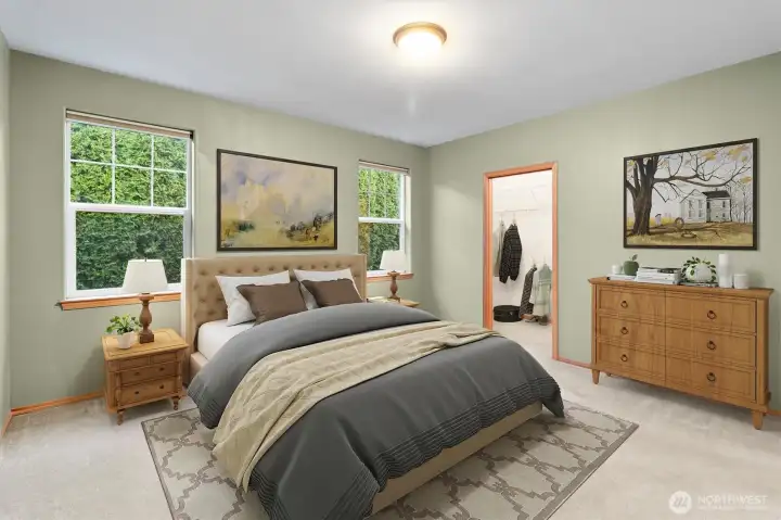 Primary bedroom virtually staged