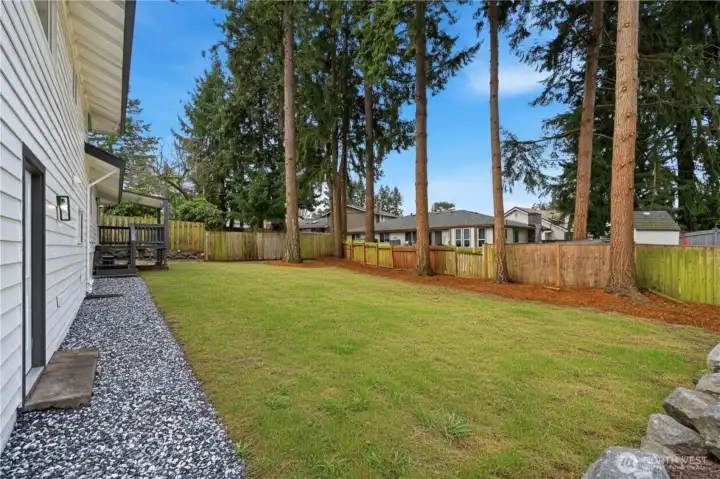 Large fenced backyard. Virtually enhanced grass.