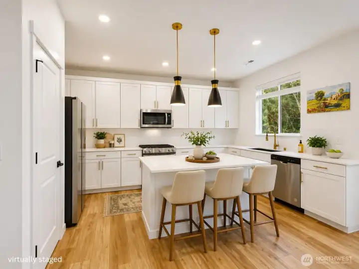 Virtually staged view. Just a few items will make this kitchen warm and welcoming.
