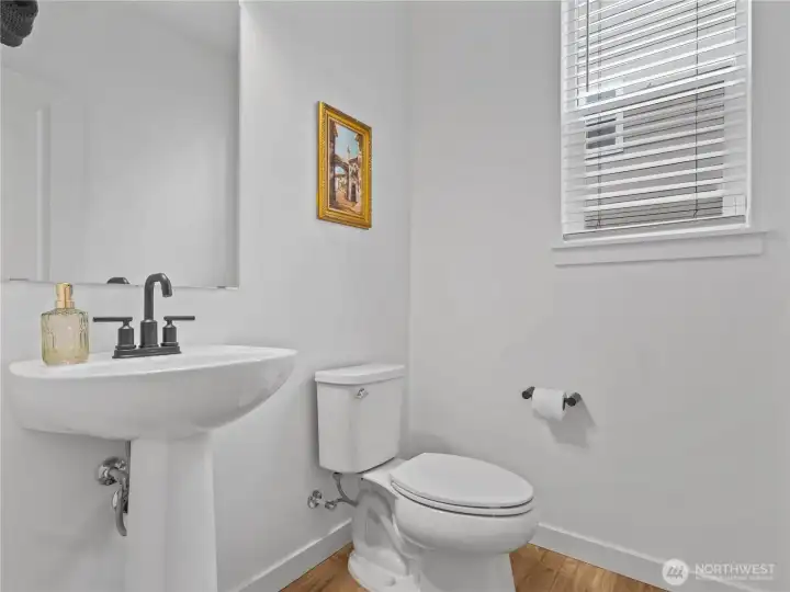 Also downstairs is a half bath.