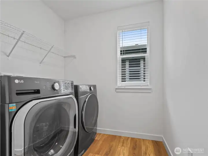 A convenient upstairs laundry room.