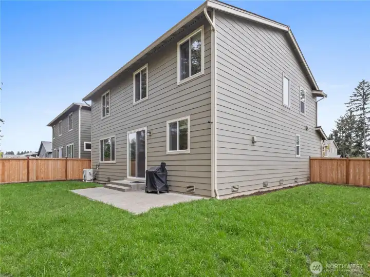 Mostly level back and side yard space.