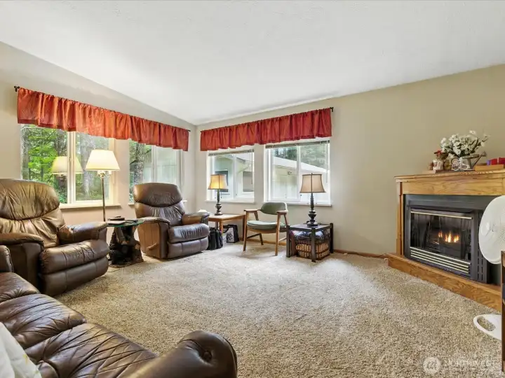 The family room is perfectly positioned to bring in natural light and offering a peaceful, ever-changing view of the landscape.