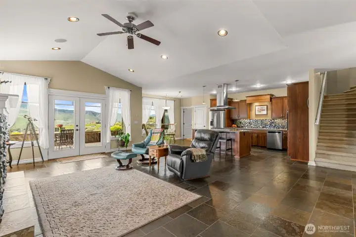 Easy care landscaping with meandering path