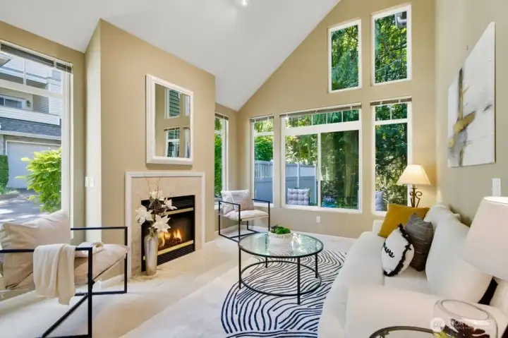 Cathedral ceilings and large windows provide tons of natural light! Cathedral ceilings and large windows provide tons of natural light!