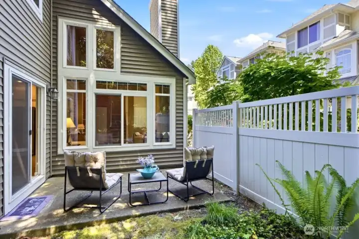 Patio is a great size- perfect for a table and chairs set to enjoy peaceful surroundings! Patio is a great size- perfect for a table and chairs set to enjoy peaceful surroundings!