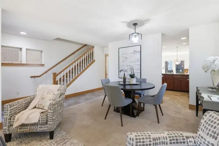 Room for large dining room table to gather Room for large dining room table to gather