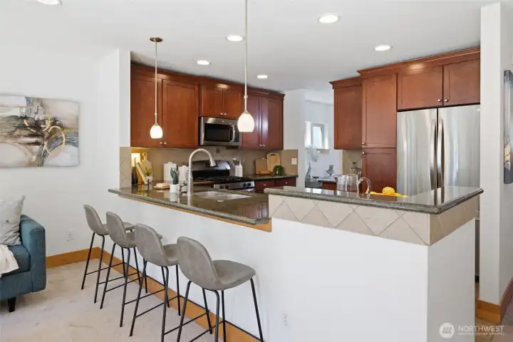 Room for stool seating at counter height Room for stool seating at counter height