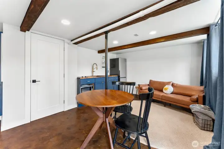Basement studio apartment.