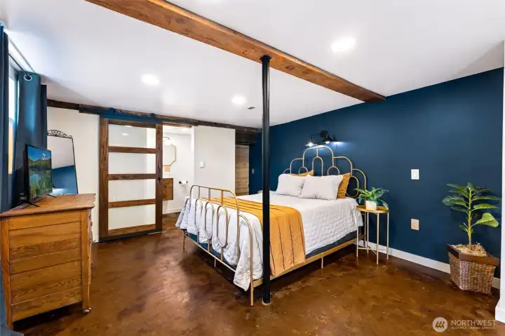 Basement studio apartment.