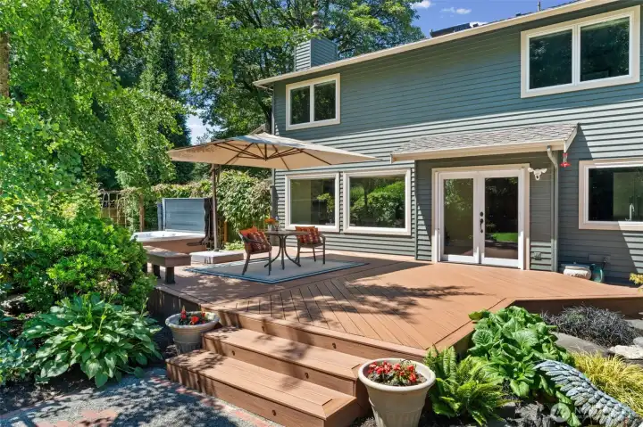 Notice the size of the deck, and the French doors connecting to the main living space to the outdoors.