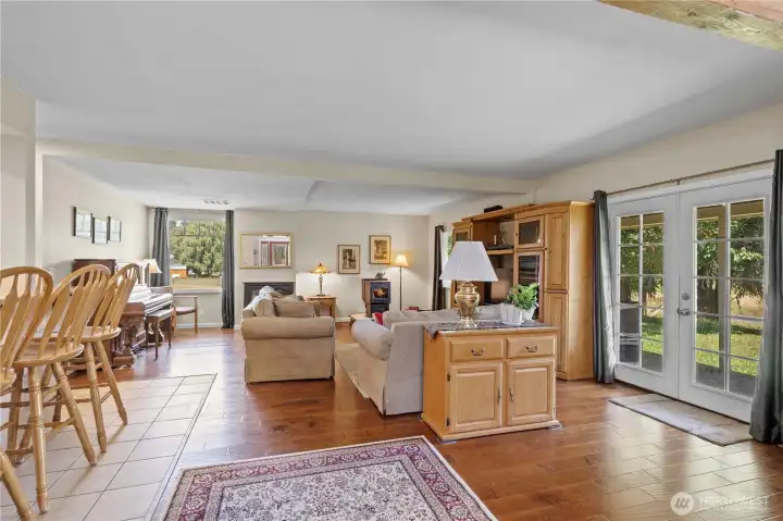 Living Room w/French Doors to Wrap-Around Deck