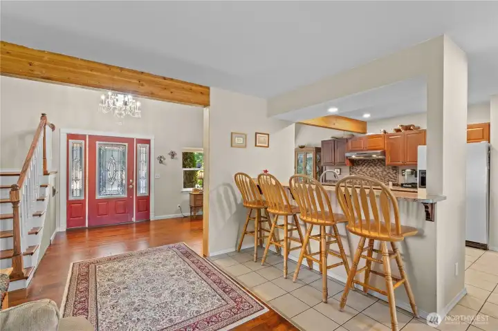 Looking back toward Main Entry, Staircase and toward the Kitchen