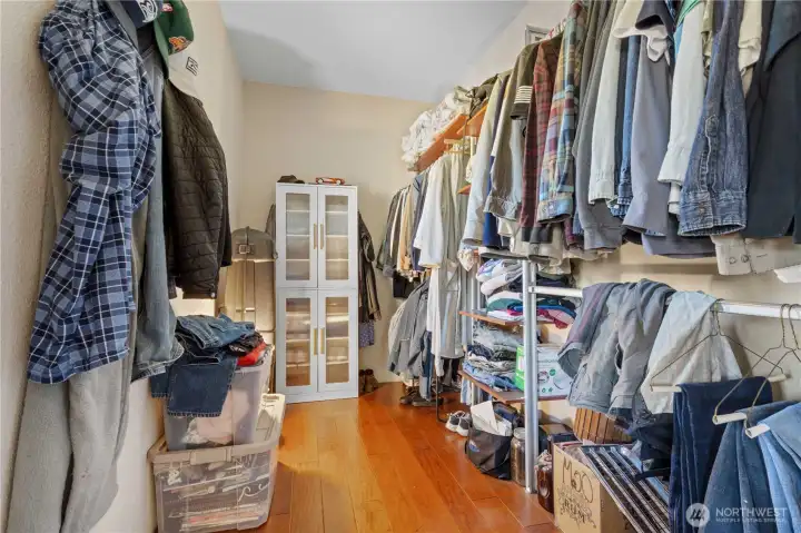 Primary En Suite 10x9 Walk-In Closet w/Hardwood Floors.