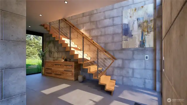 Guest house interior stair rendering