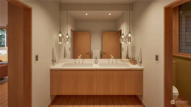 Guest house bathroom example rendering