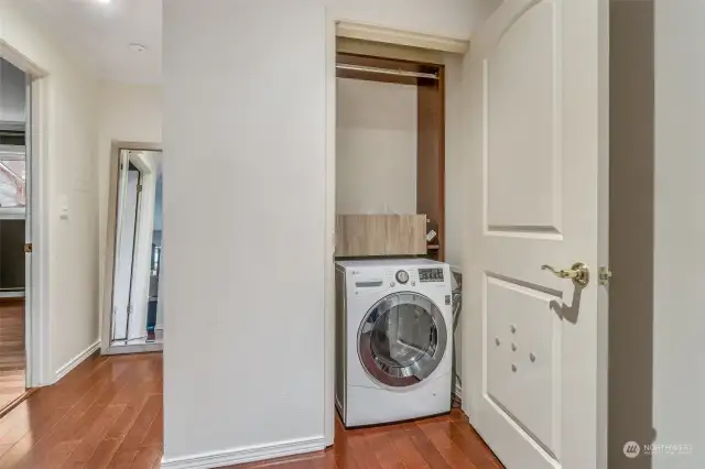 YES indeed! You own in unit washer/dryer combo.  Building had laundry room as well yet you won't need it!