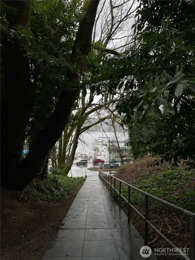 Stair path takes you straight down to the boat launch