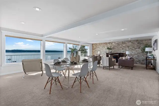 A spacious living room designed for entertaining, sunset views, game nights, and holiday gatherings.