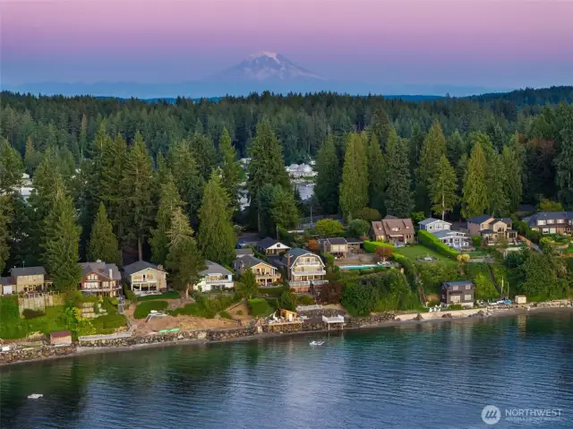 While Mount Rainier lies behind, the full Olympic Mountain range unfolds before you at 4026 Forest Beach Drive.