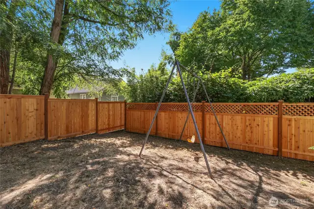 Large private fenced backyard.