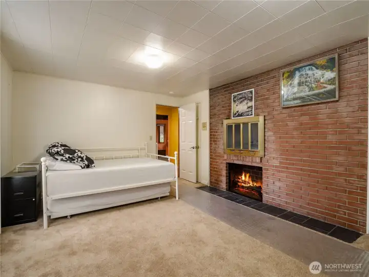 Additional Bedroom on Main Floor with Fireplace