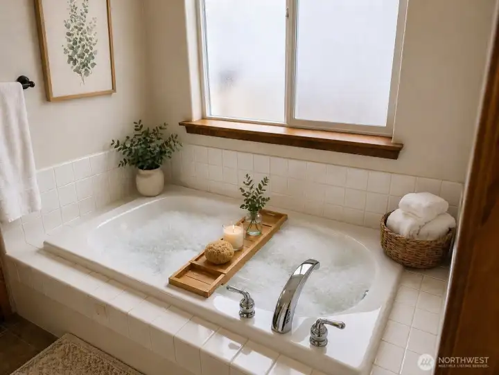 The primary suite includes a walk-in closet and a 5-piece bathroom with dual sinks, soaking tub, and separate shower.