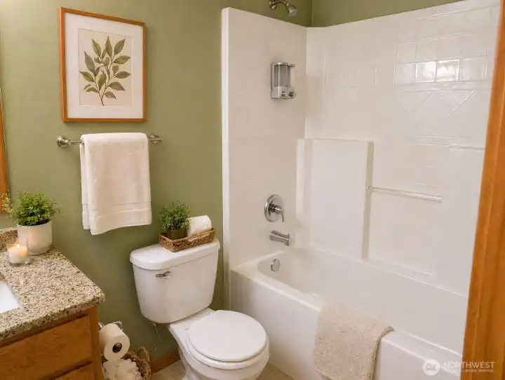 Main Bathroom with granite countertops
