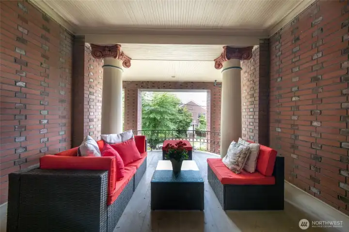 One of three communal porches