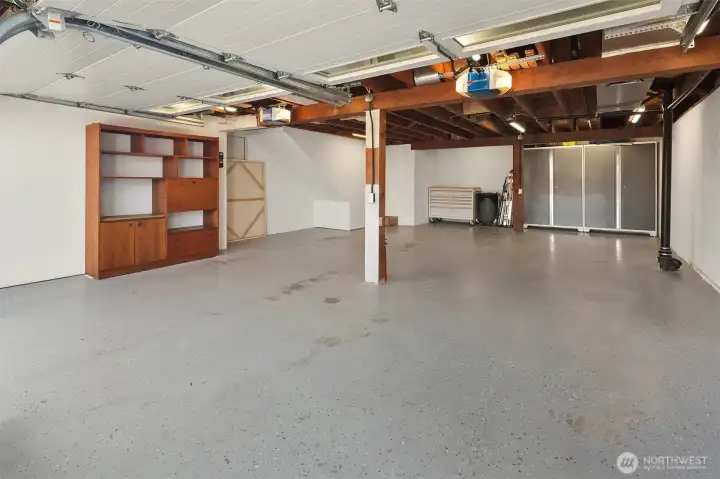 Spacious, deep two car garage.