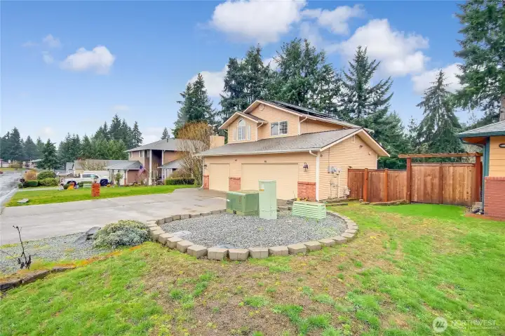 Solar panels on right side of house