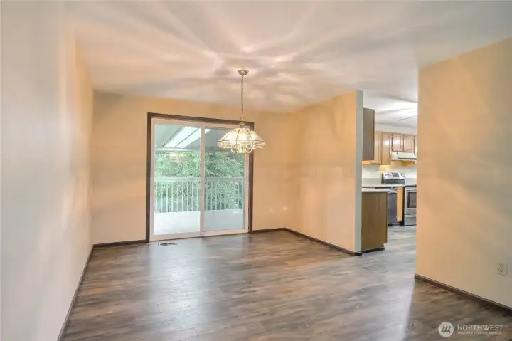 Dining room view toward kitchen