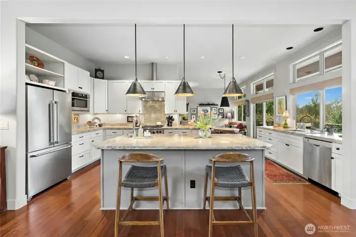 This large Luxe island has slab granite and a second sink.