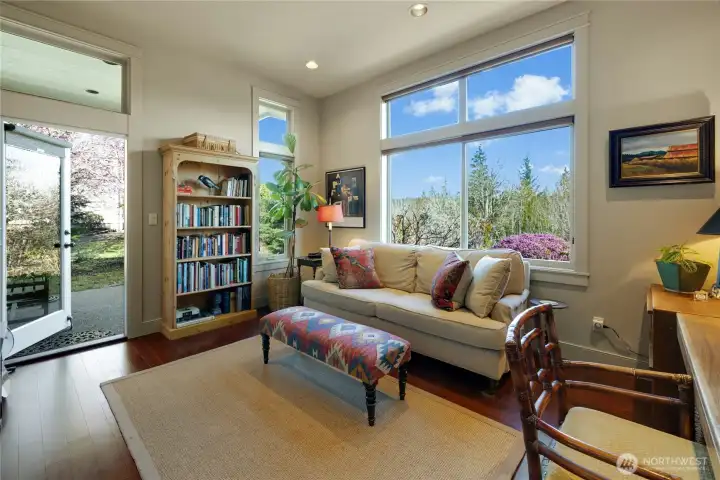 The Den/office is off of the main hall and could also be a 3rd bedroom.  has a door to a private patio.
