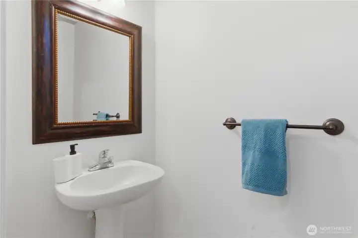 The powder bath is located near the entry for all your guests.